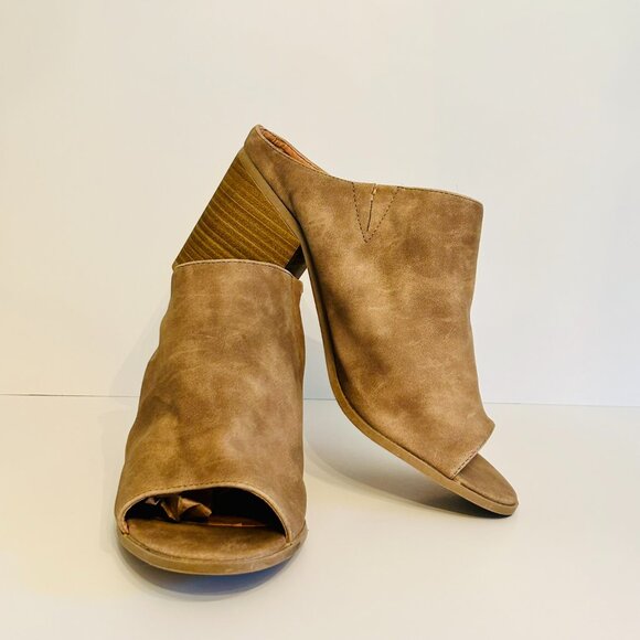 Lane Bryant Peep Toe Chunky Block Heel Mule in Marbled Beige Size 10W - Picture 8 of 8